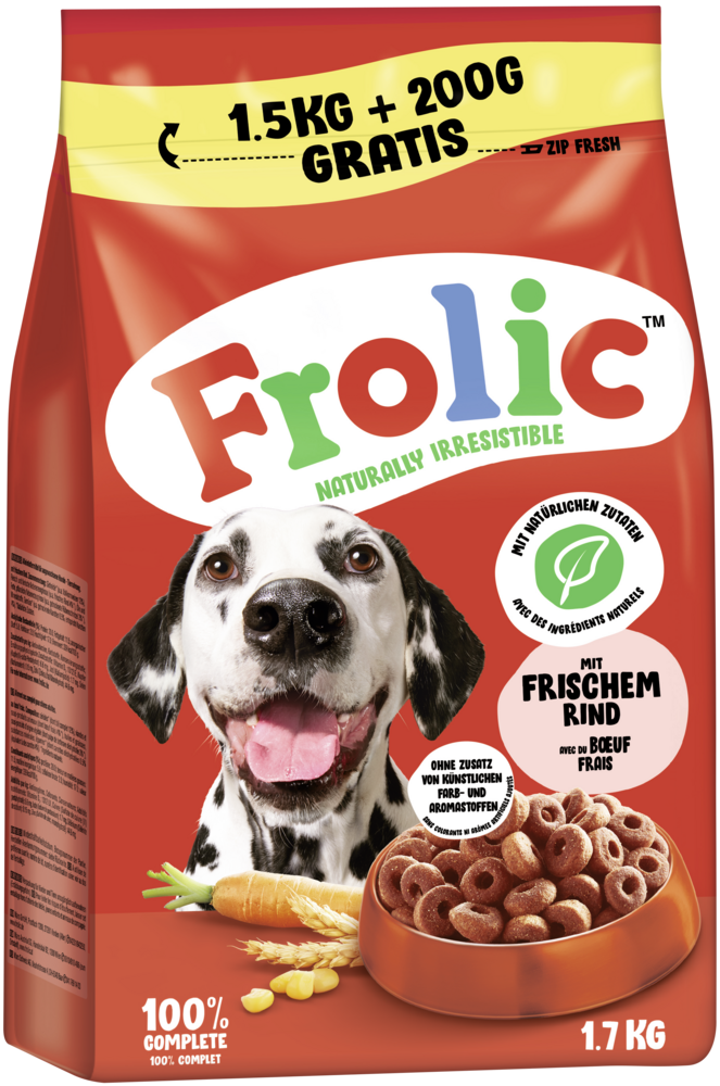Frolic Hunde-Trockenfutter Rind 1,5kg + 200 g